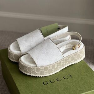 Gucci GG canvas print platform sandals